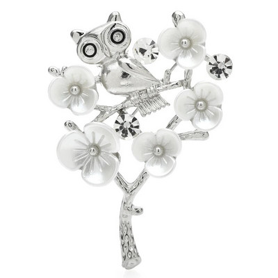 Wuli & Beebi Öökull Lilledega Prossid Naistele Unisex 2-värviline Lovely Bird ja Beauty Lilletaimed Pidu vabaaja prossinõelad Kingitused