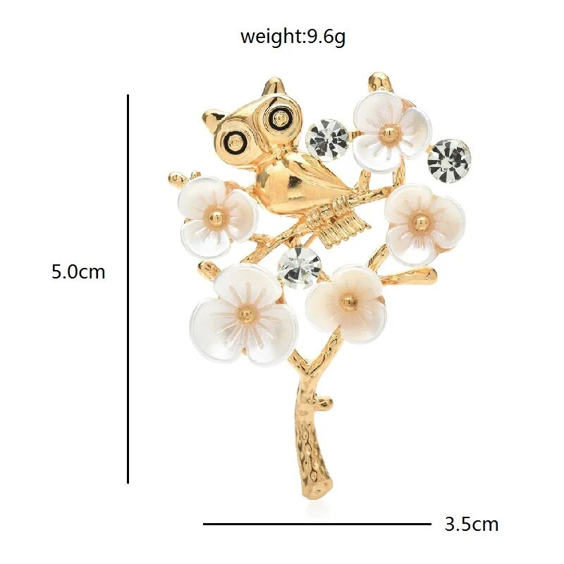 Wuli & Beebi Öökull Lilledega Prossid Naistele Unisex 2-värviline Lovely Bird ja Beauty Lilletaimed Pidu vabaaja prossinõelad Kingitused