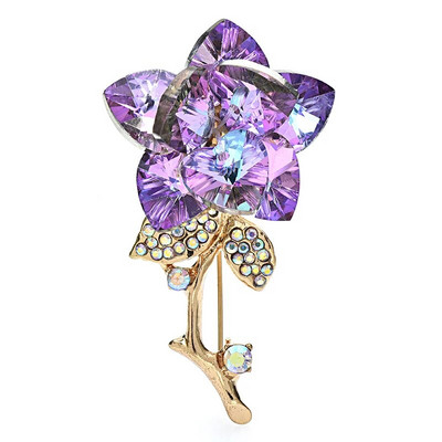 Wuli&beebi kristallist lilleprossid naistele 2-värvilised säravad lillad sinised taimed peokontori prossinõelad Kingitused