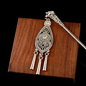 Bohemia etniline vintage mustlas tiibet hõbedase värvi tutt nikerdatud lilleline söögipulk juustepulgad naistele juuksenõelad ehted horquillad