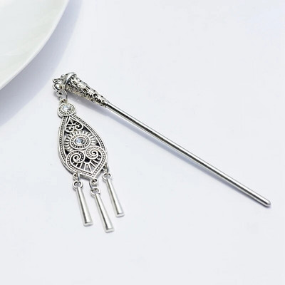 Bohemia etniline vintage mustlas tiibet hõbedase värvi tutt nikerdatud lilleline söögipulk juustepulgad naistele juuksenõelad ehted horquillad