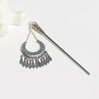 Bohemia etniline vintage mustlas tiibet hõbedase värvi tutt nikerdatud lilleline söögipulk juustepulgad naistele juuksenõelad ehted horquillad