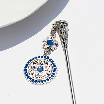 Bohemia etniline vintage mustlas tiibet hõbedase värvi tutt nikerdatud lilleline söögipulk juustepulgad naistele juuksenõelad ehted horquillad