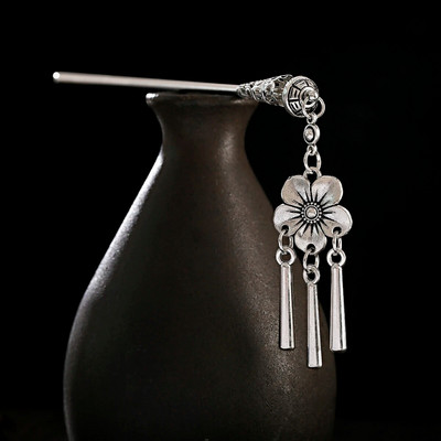 Bohemia etniline vintage mustlas tiibet hõbedase värvi tutt nikerdatud lilleline söögipulk juustepulgad naistele juuksenõelad ehted horquillad