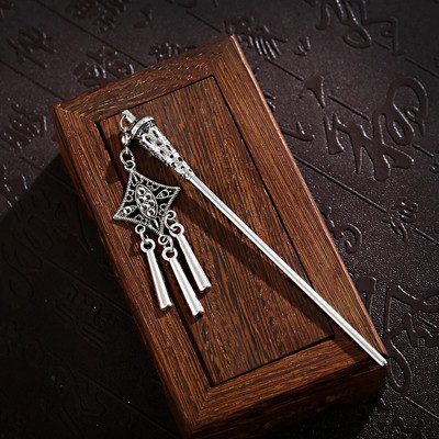 Bohemia etniline vintage mustlas tiibet hõbedase värvi tutt nikerdatud lilleline söögipulk juustepulgad naistele juuksenõelad ehted horquillad