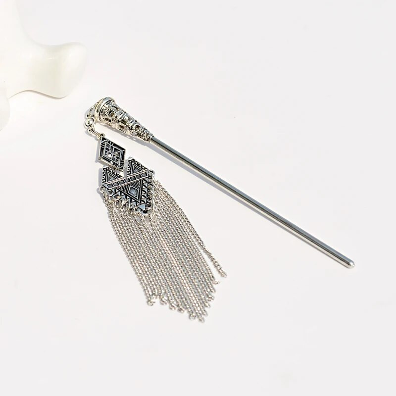 Bohemia etniline vintage mustlas tiibet hõbedase värvi tutt nikerdatud lilleline söögipulk juustepulgad naistele juuksenõelad ehted horquillad