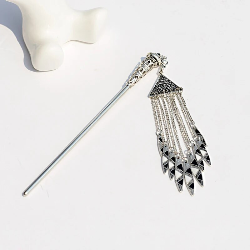 Bohemia etniline vintage mustlas tiibet hõbedase värvi tutt nikerdatud lilleline söögipulk juustepulgad naistele juuksenõelad ehted horquillad