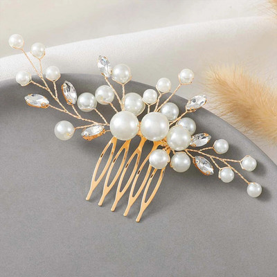 Pieptene de păr cu perle albe de mireasă femei elegante, din aliaj, pieptene mental, bareta pentru prințesă, accesorii pentru păr, bijuterii pentru căciulă