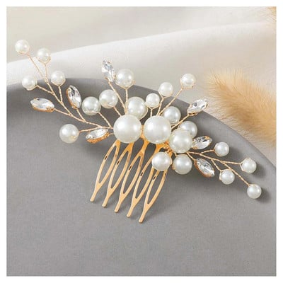 Menyasszonyi Fehér Gyöngy Hajfésű Elegáns Női Luxus ötvözet Mental Fésű Barrette Hercegnő Haj Kiegészítők Fejfedő Ékszerek