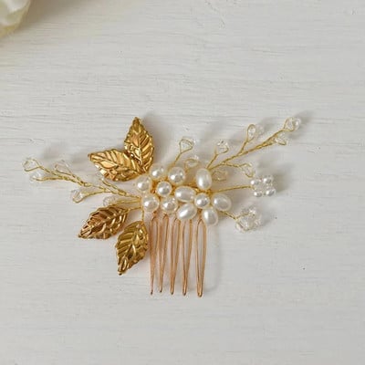 Menyasszonyi Fehér Gyöngy Hajfésű Elegáns Női Luxus ötvözet Mental Fésű Barrette Hercegnő Haj Kiegészítők Fejfedő Ékszerek
