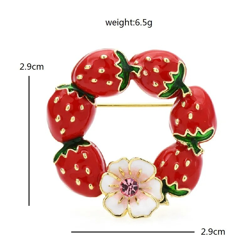Γυναικείες καρφίτσες φράουλα με σμάλτο Wuli&baby Δώρα με καρφίτσα με καρφίτσα σε 2 χρώματα