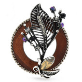 Wuli&baby käsitsi valmistatud vintage lilledega prossid naistele Unisex 2-värvilised puidust ümmargused lillelised peokontori prossinõelad Kingitused