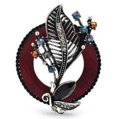 Wuli&baby käsitsi valmistatud vintage lilledega prossid naistele Unisex 2-värvilised puidust ümmargused lillelised peokontori prossinõelad Kingitused