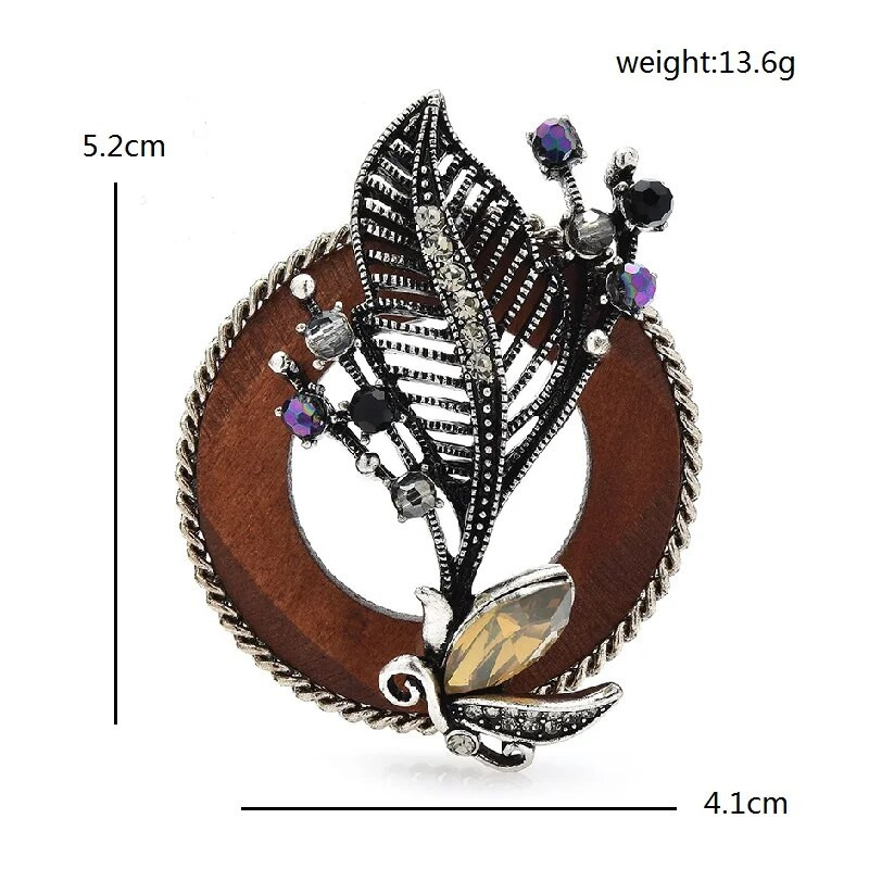 Wuli&baby käsitsi valmistatud vintage lilledega prossid naistele Unisex 2-värvilised puidust ümmargused lillelised peokontori prossinõelad Kingitused