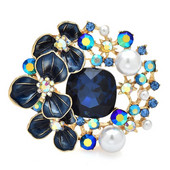 Wuli&baby putojančios gėlių sagės 2 spalvų kalnų krištolinio emalio gražūs augalai, apvalios sagės segės Dovanos