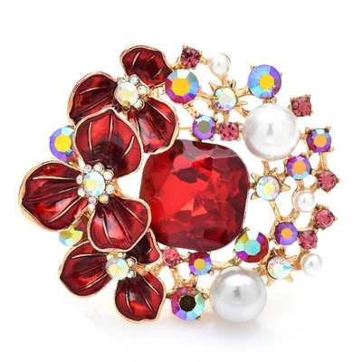 Wuli&baby putojančios gėlių sagės 2 spalvų kalnų krištolinio emalio gražūs augalai, apvalios sagės segės Dovanos