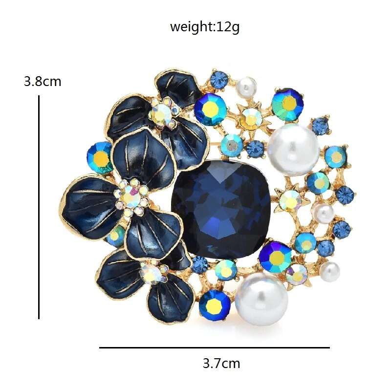 Wuli&baby putojančios gėlių sagės 2 spalvų kalnų krištolinio emalio gražūs augalai, apvalios sagės segės Dovanos
