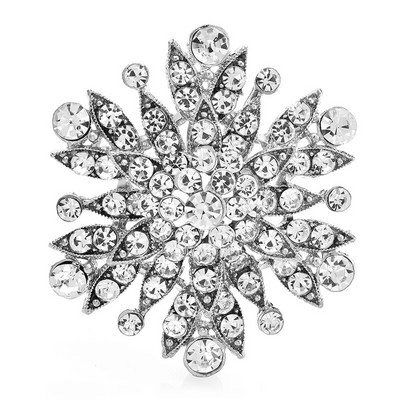 Καρφίτσες Wuli&baby Sparkling Snowflake για Γυναικείες Unisex Δώρα Καρφίτσες γραφείου για πάρτι με λουλούδια Rhinestone