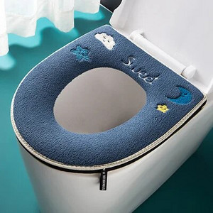 Jauks izšūšanas tualetes sēdekļa pārklājs ar rāvējslēdzēju, mīksts siltāks mazgājams tualetes paklājiņš, spilventiņš, tualetes gredzena paklājiņš vannas istabas aksesuāri