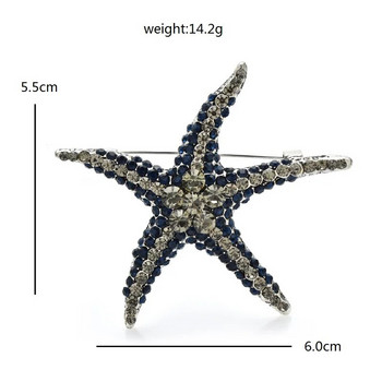 Γυναικείες καρφίτσες Wuli&baby Rhinestone Star Fish 3 χρωμάτων Sparkling Beauty Sea Star Animal καρφίτσες καρφίτσες Δώρα