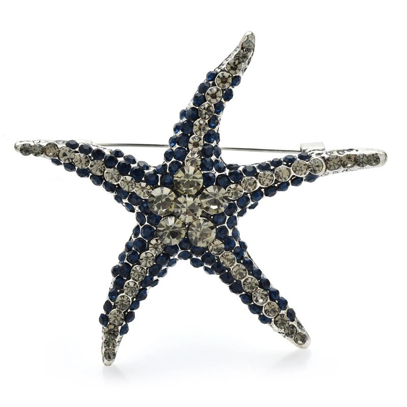 Wuli&baby Broševi sa vještačkim dijamantima Zvjezdane ribice za žene 3-bojne svjetlucave ljepotice Morske zvijezde Broševi Životinjske igle Pokloni