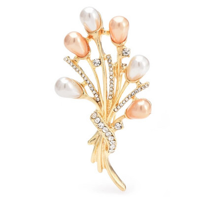 Wuli&baby Pearl gėlių sagės moterims Unisex 2 spalvų gražios puokštės augalai vakarėlis biuro sagės segės Dovanos