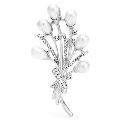 Wuli&baby Pearl gėlių sagės moterims Unisex 2 spalvų gražios puokštės augalai vakarėlis biuro sagės segės Dovanos