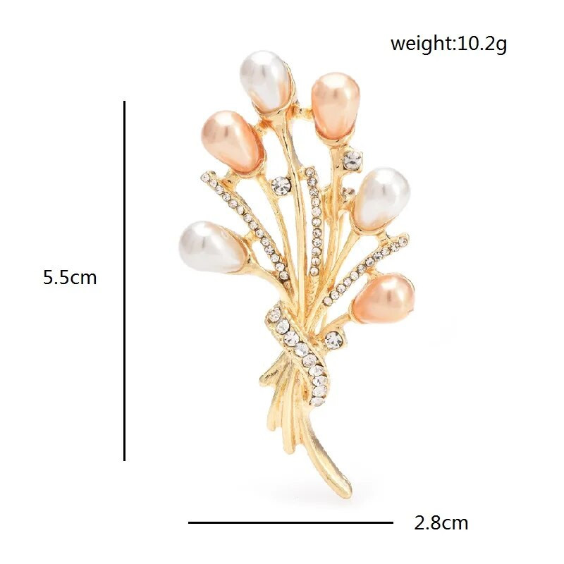 Wuli&baby Pearl gėlių sagės moterims Unisex 2 spalvų gražios puokštės augalai vakarėlis biuro sagės segės Dovanos