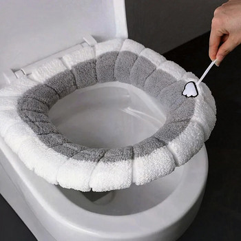 Покривало за тоалетна седалка Удебелена плюшена топла възглавница за тоалетна чиния O-тип Универсална възглавница за тоалетна чиния Многократна зимна възглавница за тоалетна седалка