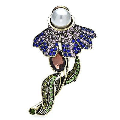 Wuli&baby Vintage sädelevad prossid naistele Unisex 2-värvilised kaunid lilled peokontori prossinõelad Kingitused