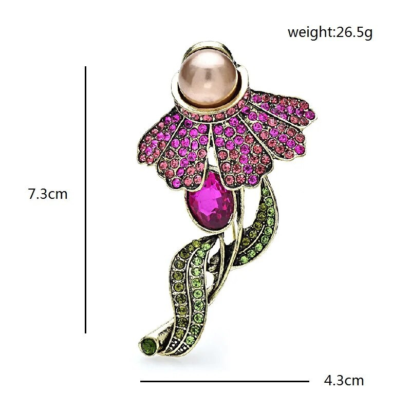 Wuli&baby Vintage sädelevad prossid naistele Unisex 2-värvilised kaunid lilled peokontori prossinõelad Kingitused