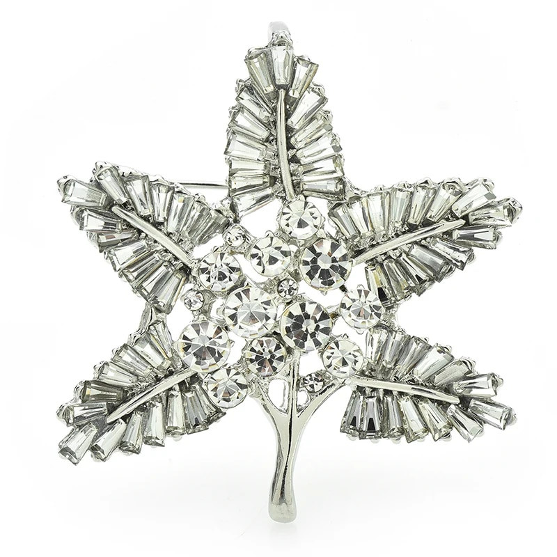 Wuli&baby svjetlucavi broševi s lišćem za žene, uniseks, dvobojni vještački dijamant, javor, biljke, uredski broš, igle, pokloni