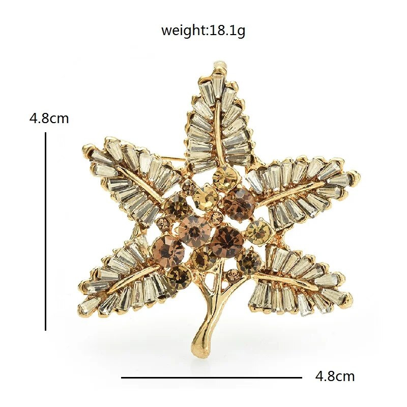 Wuli&baby svjetlucavi broševi s lišćem za žene, uniseks, dvobojni vještački dijamant, javor, biljke, uredski broš, igle, pokloni
