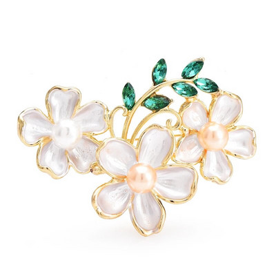 Wuli&baby võluvad lillelised prossid naistele Unisex 2-värvilised emailitud ploomiõie taimed peokontori prossinõelad Kingitused