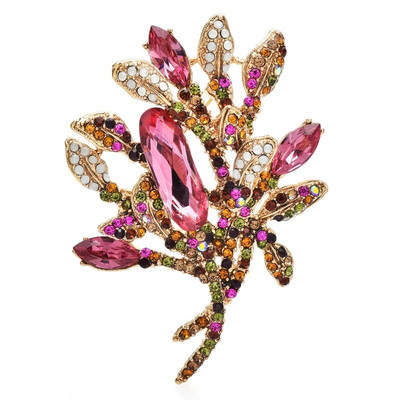 Wuli&baby sjajni kristalni cvjetni broševi za žene Unisex 2-bojni ljepota biljke party uredski broš pribadača darovi