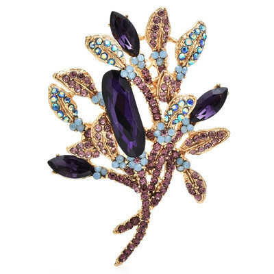 Wuli&baby sjajni kristalni cvjetni broševi za žene Unisex 2-bojni ljepota biljke party uredski broš pribadača darovi