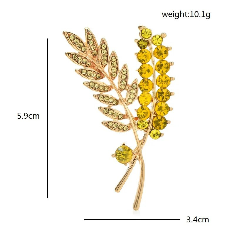 Wuli&baby Όμορφες καρφίτσες σίτου για γυναίκες Unisex 2χρωμα φυτά με στρας Δώρα καρφίτσα γραφείου για πάρτι