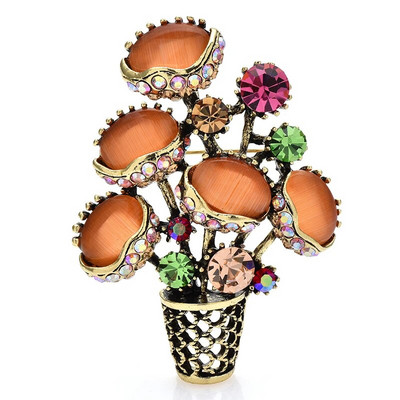 Wuli&baby Opal-lillega prossid naistele 2-värvilised vintage kivist uue disainiga lillepeo kontoriprossid, kingitused