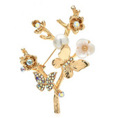 Wuli&baby drugelių ir gėlių sagės moterims Unisex 2 spalvų vabzdžiai ir augalai Laisvalaikio vakarėlio sagės smeigtukai Dovanos