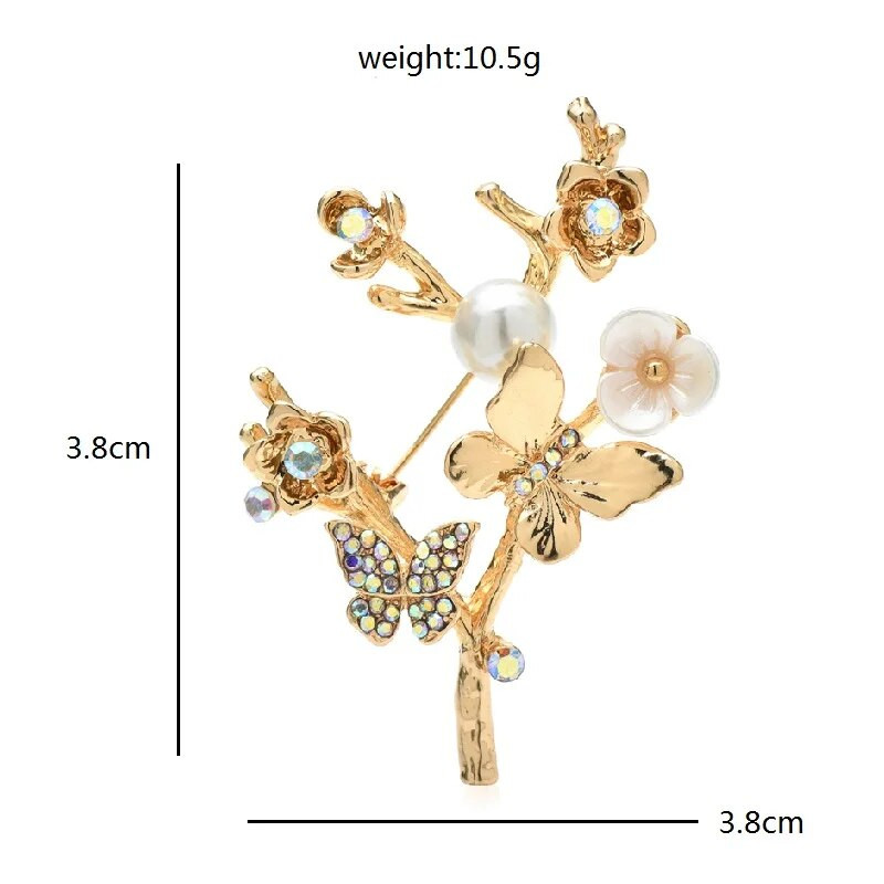 Wuli&baby drugelių ir gėlių sagės moterims Unisex 2 spalvų vabzdžiai ir augalai Laisvalaikio vakarėlio sagės smeigtukai Dovanos