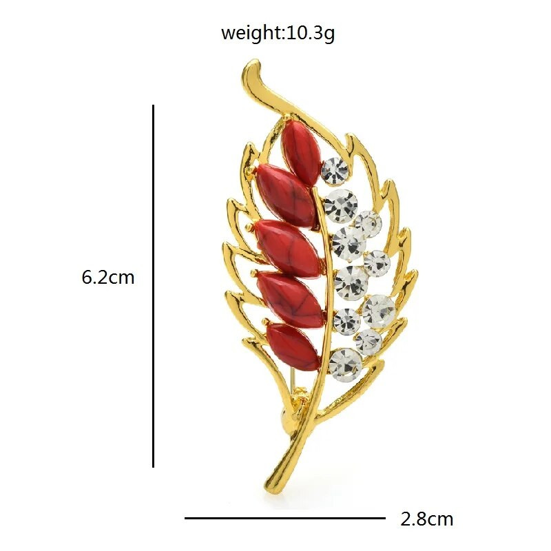 Wuli&baby γοητευτικές καρφίτσες με φύλλα για γυναίκες Unisex 2χρωμα προσομοιωμένα φυτά γαλοπούλας με πέτρα Δώρα καρφίτσα γραφείου για πάρτι