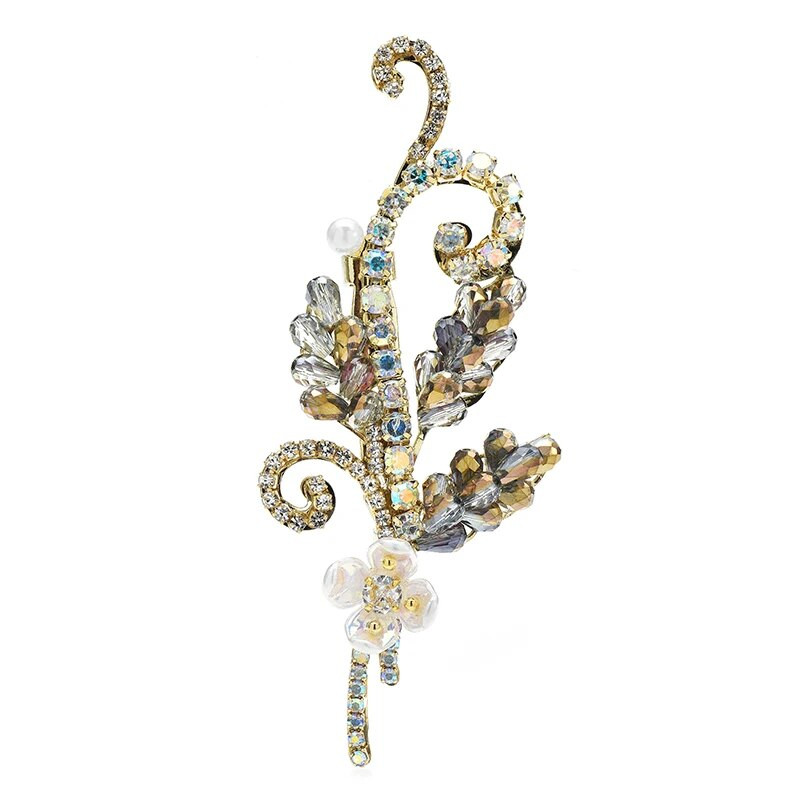 Wuli&baby käsitsi valmistatud ilulilled prossid naistele Unisex 2-värvilised kristalltaimed, peokontori prossinõelad Kingitused