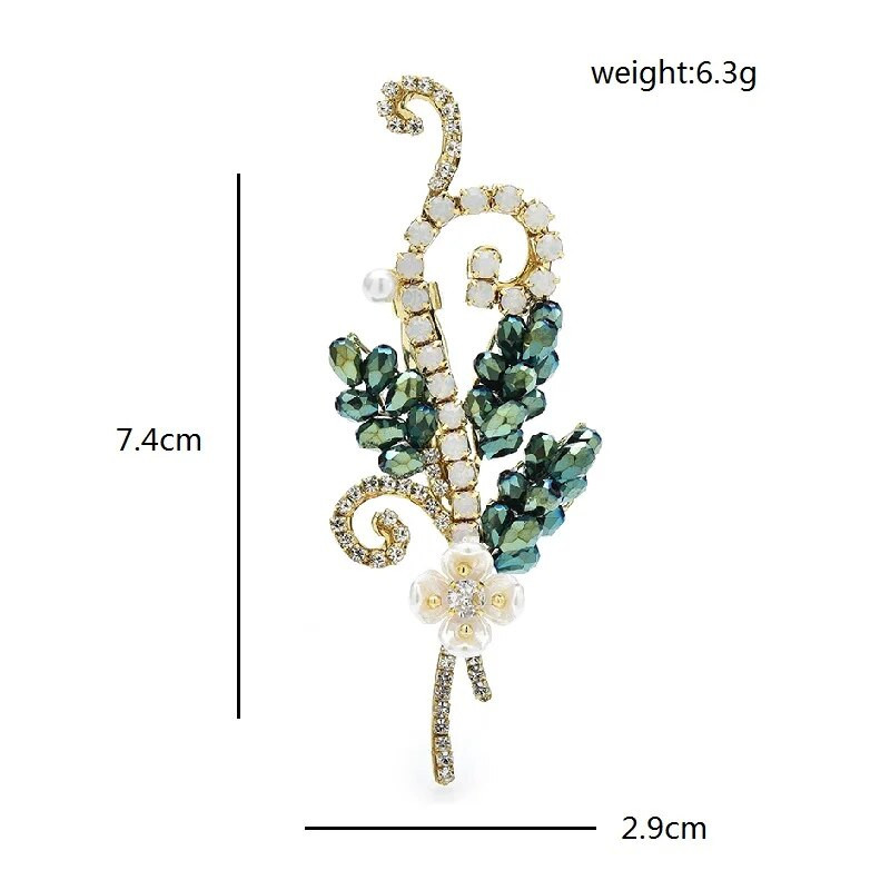 Wuli&baby käsitsi valmistatud ilulilled prossid naistele Unisex 2-värvilised kristalltaimed, peokontori prossinõelad Kingitused