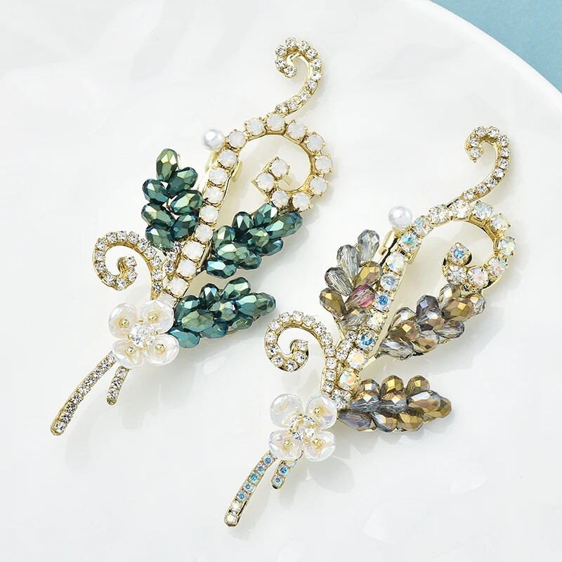 Wuli&baby käsitsi valmistatud ilulilled prossid naistele Unisex 2-värvilised kristalltaimed, peokontori prossinõelad Kingitused