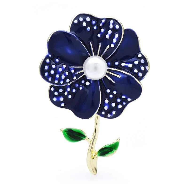 Wuli&baby Dot emaliuotos gėlių sagės moterims Unisex 3 spalvų perlų vakarėlis kausalinės sagės smeigtukai Dovanos