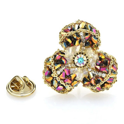 Wuli&baby käsitsi valmistatud Pansy lille kaelarihma nööpnõelad naistele, 2-värvilised kristallist kaunid taimed, peokontori prossinõelad, kingitused