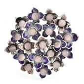 Wuli&baby natūralaus akmens apvalios gėlių sagės moteriškos unisex 2 spalvų emalio augalai vakarėliui biuro sagės smeigtukai Dovanos