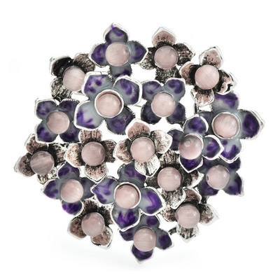 Wuli&baby natūralaus akmens apvalios gėlių sagės moteriškos unisex 2 spalvų emalio augalai vakarėliui biuro sagės smeigtukai Dovanos