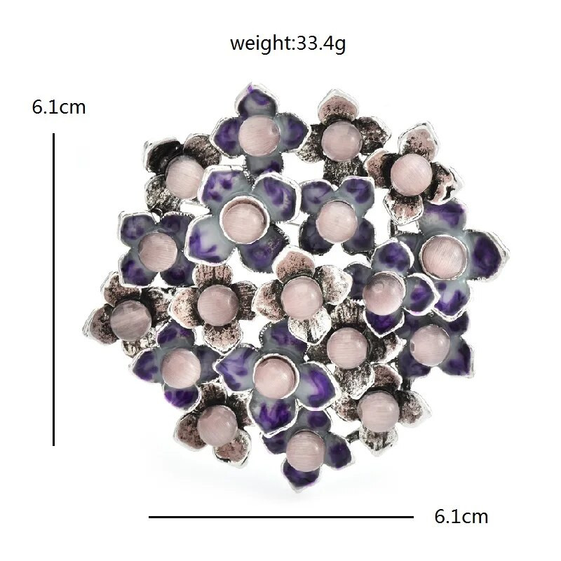 Wuli&baby natūralaus akmens apvalios gėlių sagės moteriškos unisex 2 spalvų emalio augalai vakarėliui biuro sagės smeigtukai Dovanos