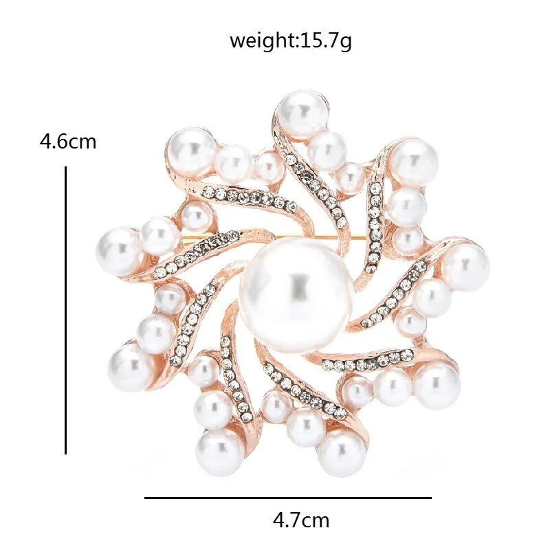 Wuli&baby biserni okrugli cvjetni broševi za žene 2 boje Jednostavno spajanje cvjetnih zabava Uredski broš igle Pokloni